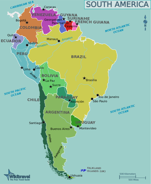 map of south America